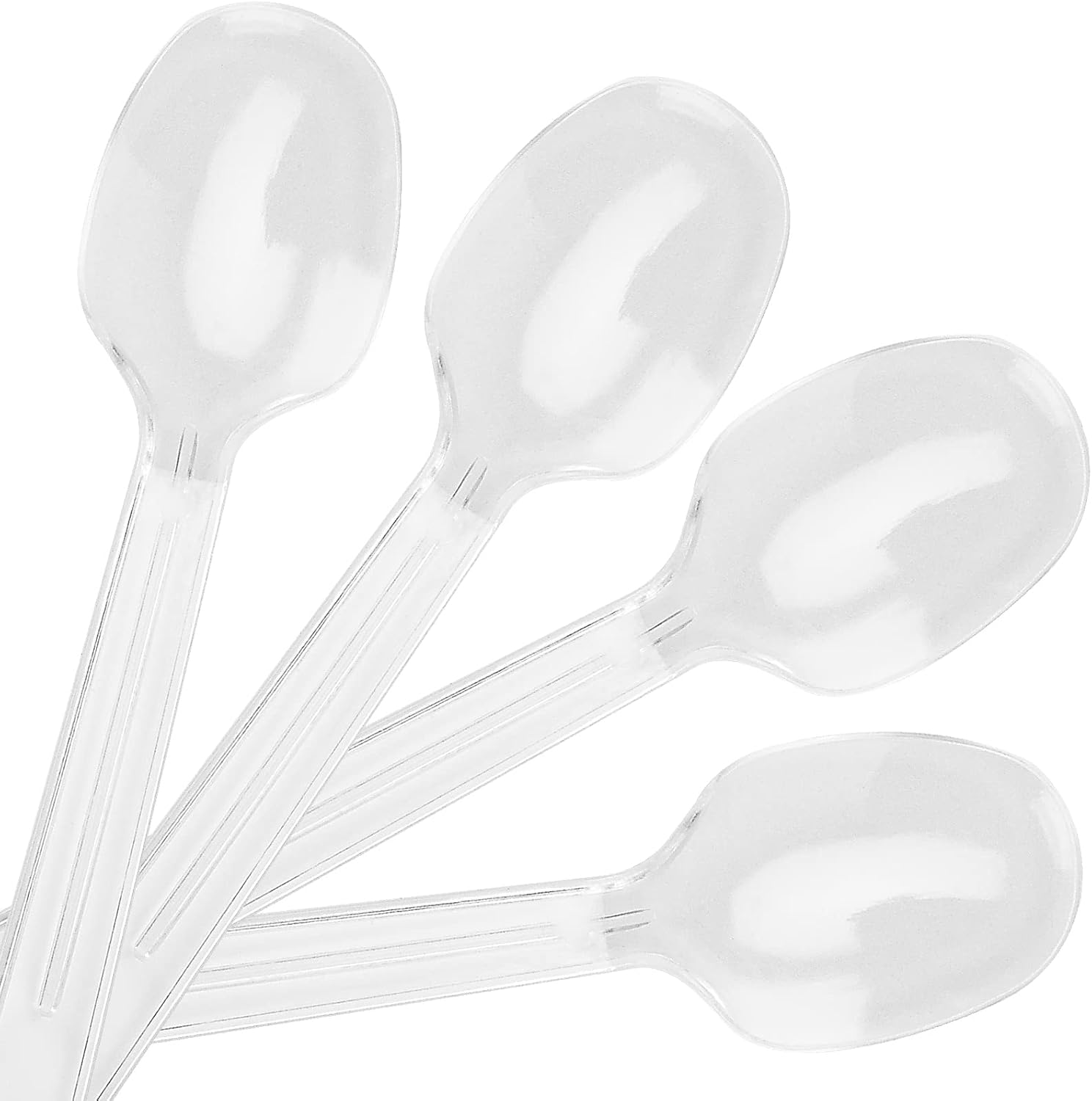 SINJEUN 400 PCS Mini Dessert Spoons, 10Cm Clear Plastic Lightweight Reusable Teaspoons for Party, New Year, Dessert House image number 2