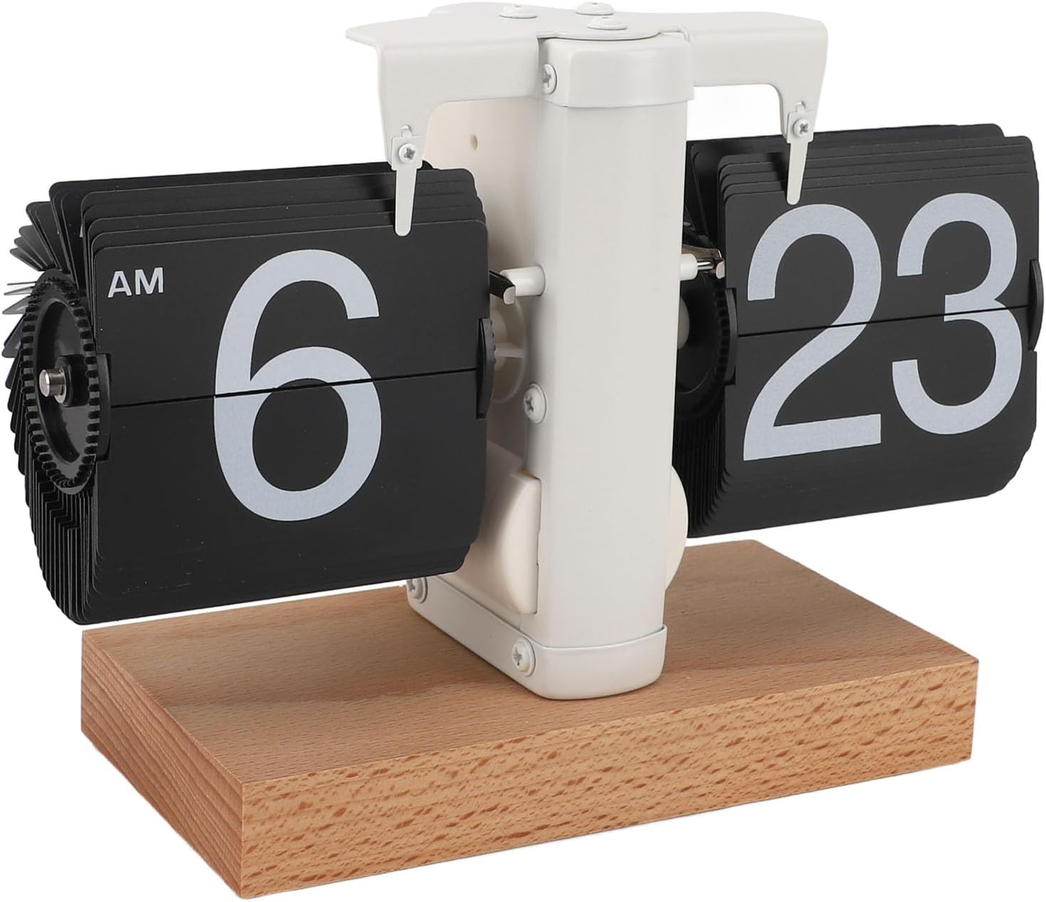 Classic Flip Desk Clock, Vintage Digital Flip down Clock with Timer Reminder, Battery Powered Mechanical Table Clock for Office or Home (Black)