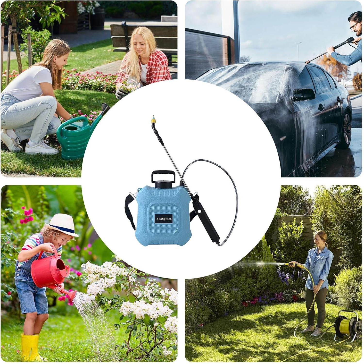 Electric Backpack Sprayer - Type-C Electric Portable Water Sprayer | Home & Gardening Supplies with 3 Nozzles for Farm Home Yard Vegetable Flower Care Indoor Fertilizing Greenhouse Agricultural - 8L image number 3