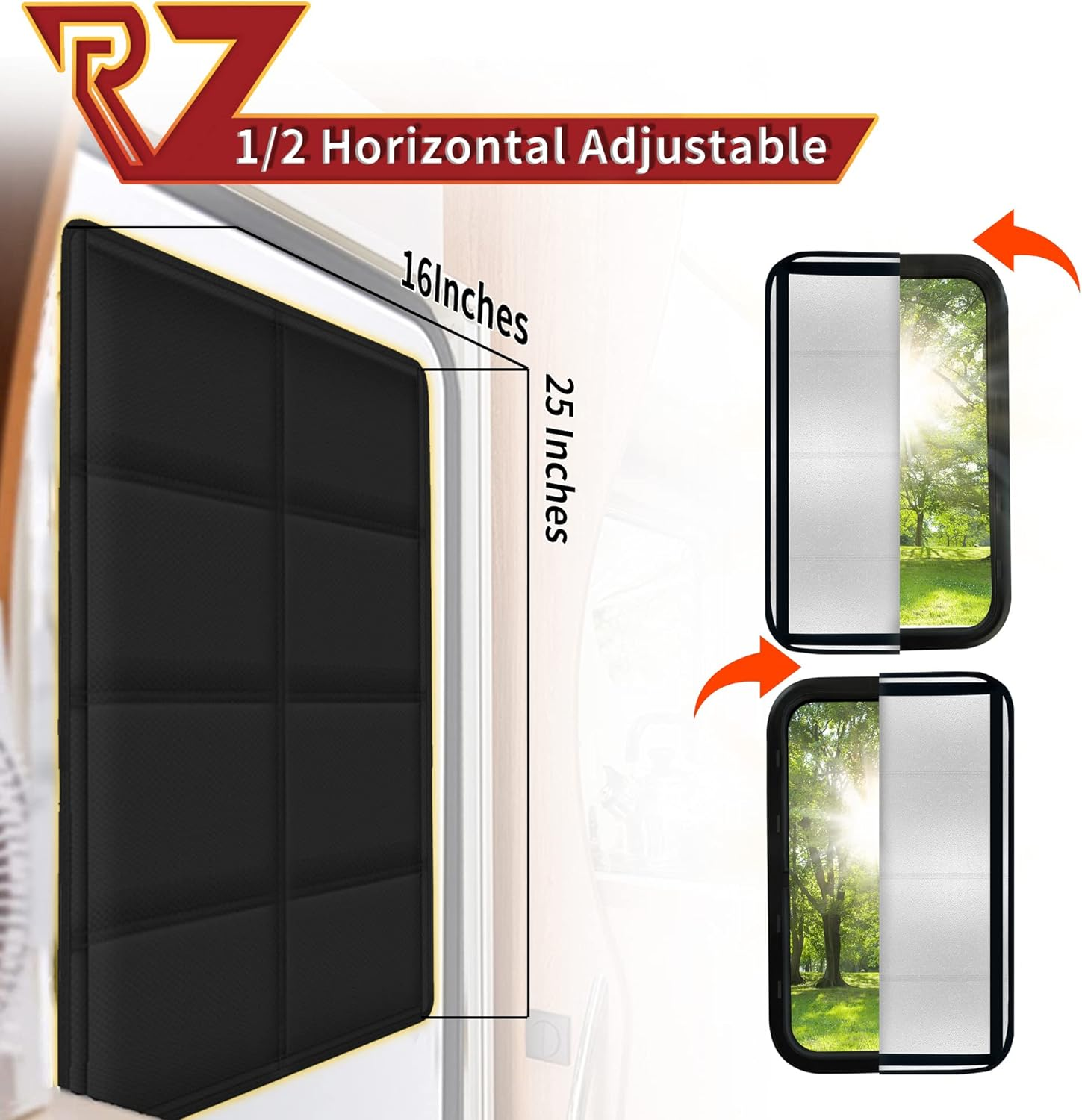 RV Murts RV Door Window Shade, 64 X 40Cm Magnetic Foldable Camper Door Window Insulation Cover UV Reflection, Privacy Protection Travel Trailers Sun Blackout, Velcro Waterproof Thickened Oxford Fabric image number 2