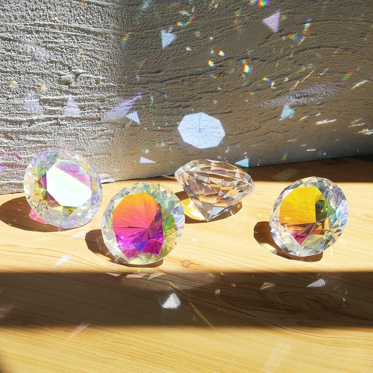 4Pcs 50Mm AB Color Coated Crystal Diamond Paperweight Suncatcher Rainbow Maker,Nail Diamond Backgrounds for Pictures, Home/Office Desk Decorations, Big Fake Diamond (AB Coated, 50Mm) image number 3