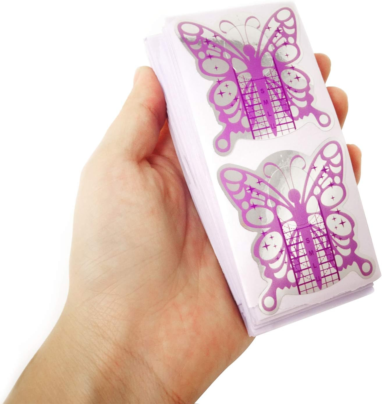 Honbay 100PCS Butterfly-Shaped Acrylic Nail/Uv GEL Nail Extension Tips Form Guide Stickers image number 1