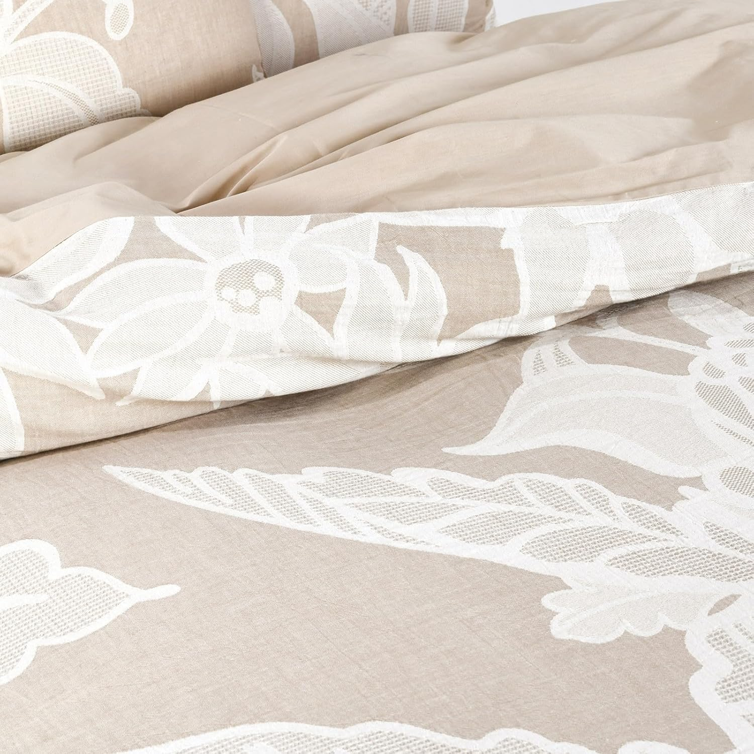 Renee Taylor Bentley Cotton Jacquard Quilt Cover Set, Double, Nude