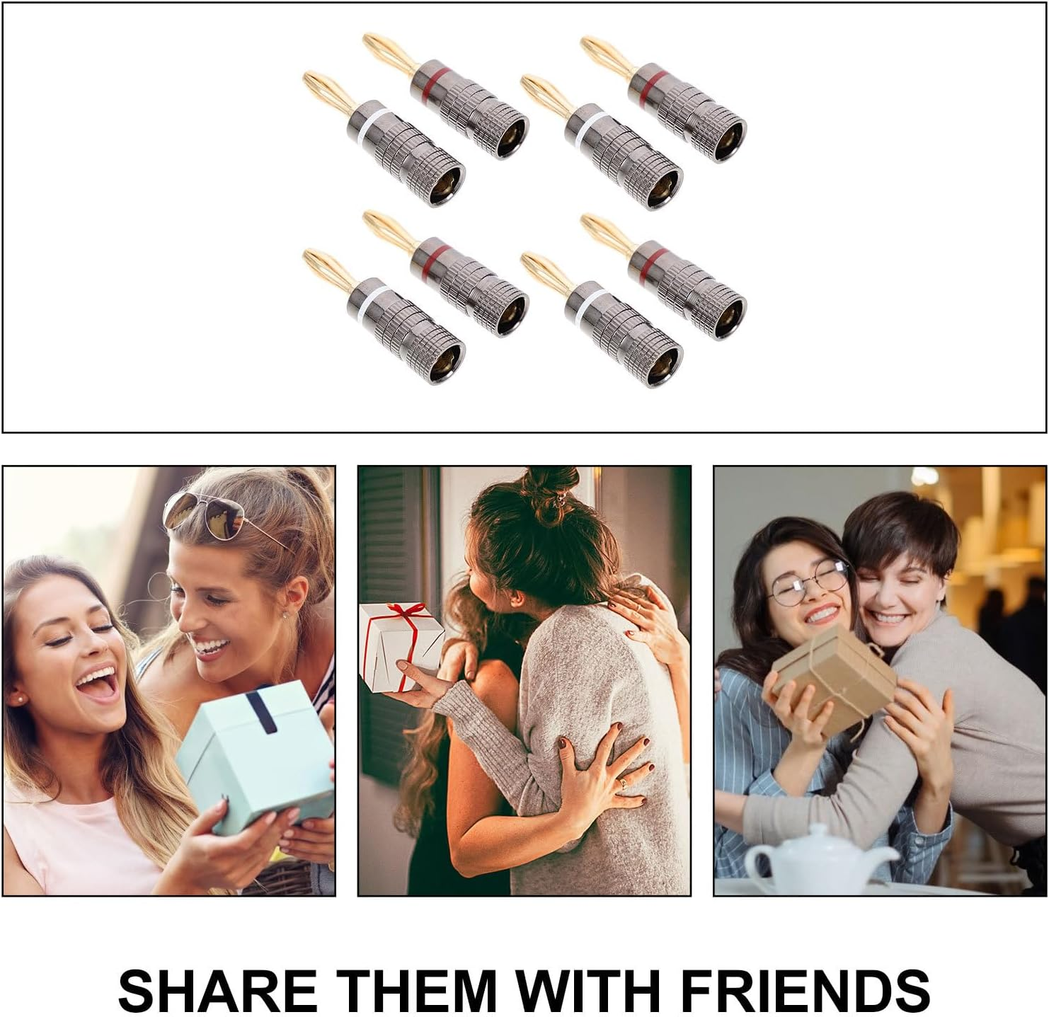 GRIRIW 10Pcs 4Mm Gold-Plated Copper Banana Plug Speaker Wire Connectors, Solderless Audio Jack Clips for Home Theater and Hifi Sound Systems image number 1