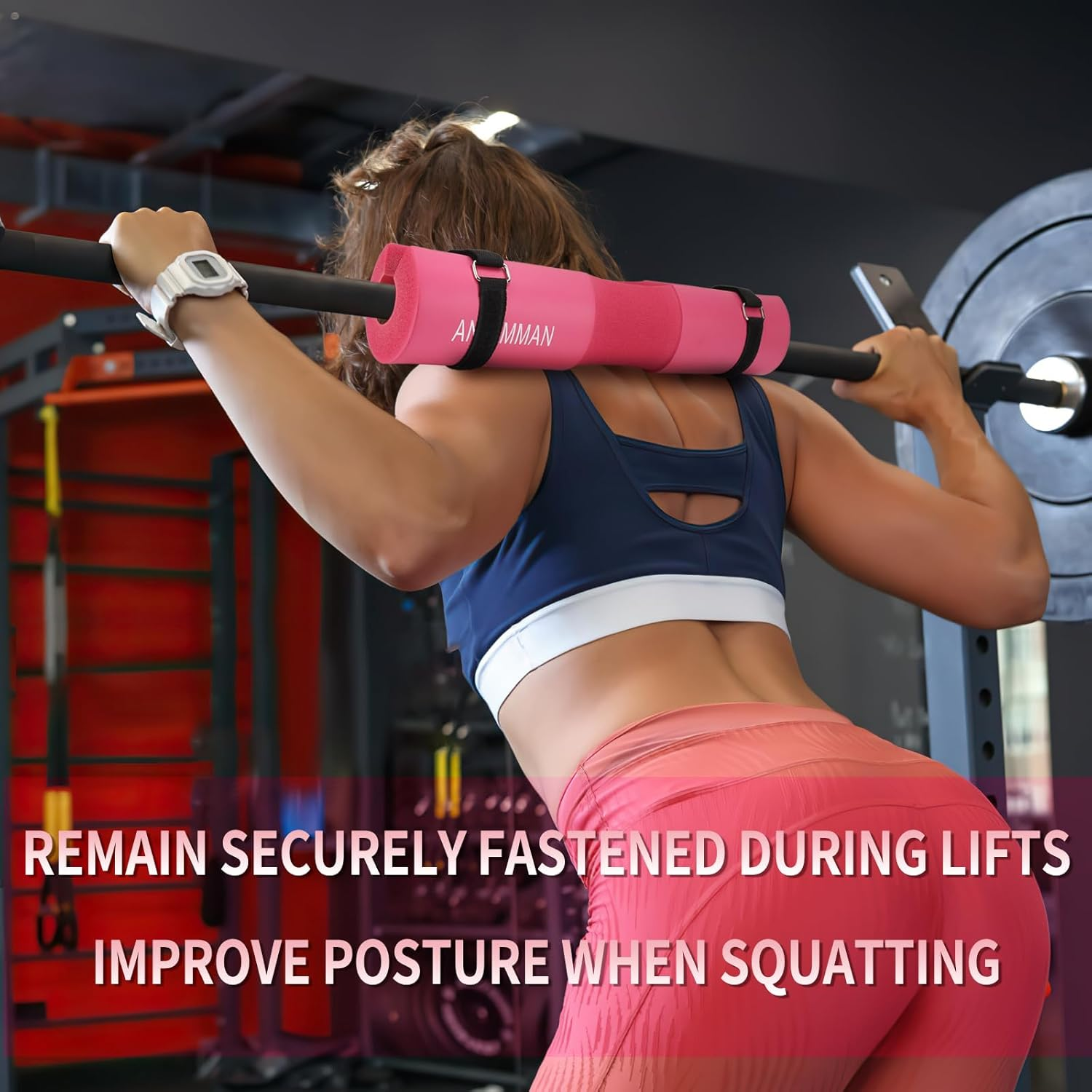 Barbell Pad for Squat, Hip Thrust - Perfect for Gym Workout Smith Machine Thruster Weightlifting - Relieves Neck and Shoulder Pain - Thick Foam Cushion AM001PT - Blue Marble Pattern image number 6