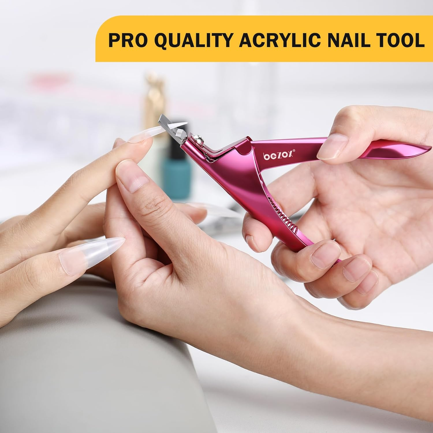 BEZOX Acrylic Nail Clipper, Professional and High Precision Nail Tip Cutters, Sharp Blade False Nail Cutter for Nail Tips image number 1