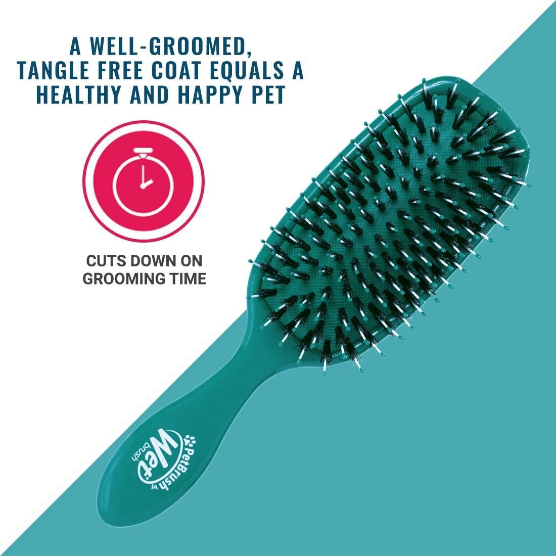 Wet Brush Pet Brush, Smooth & Shine Dog and Cat Brush - Teal (BPET833TEAL)