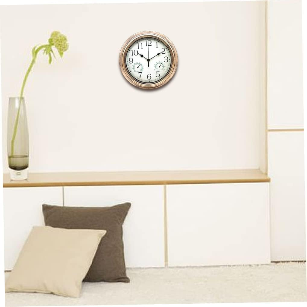 Greenhouse Thermometer,Garden Thermometer, Decorative round Clock Battery Operated Wall Clocks with Thermometer Hygrometer Style2 (No Battery) image number 1