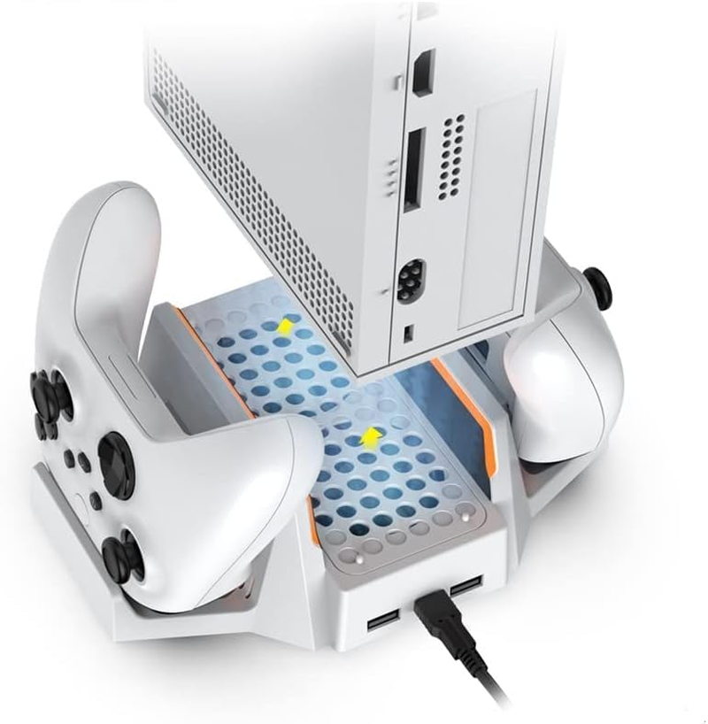 Cooling Stand for Xbox Series S with Dual Cooling Fan 3 Level Speed, Dual Controller Charger with LED Indicator USB Port -2X800Mah Rechargeable Battery Pack for Xsx|S/One S/One X/One Controller image number 3