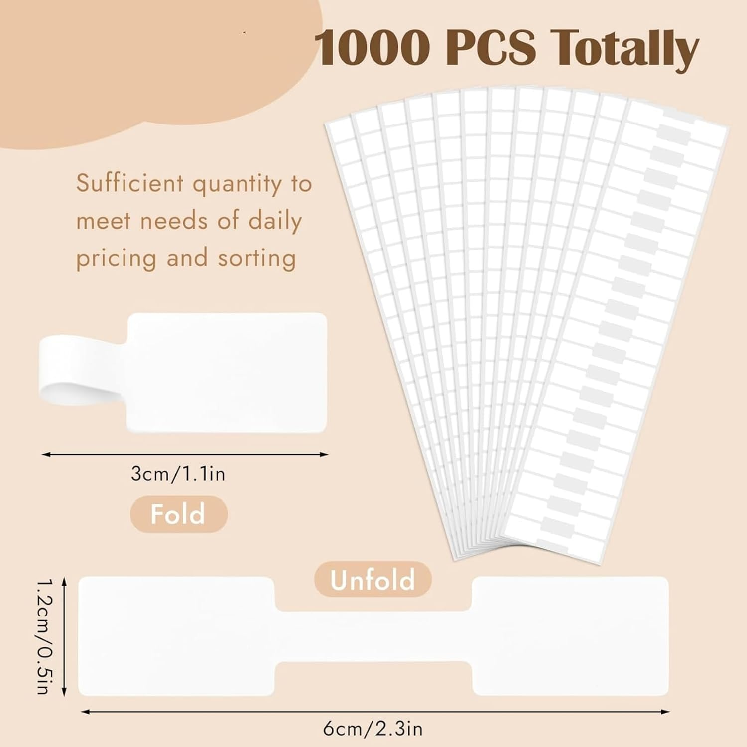 1000 Pcs Jewelry Tags, Self Adhesive Jewelry Price Tags Stickers, White Blank Rectangle Ring Tag Label for Necklace Earring Bracelet Pricing Identify image number 3