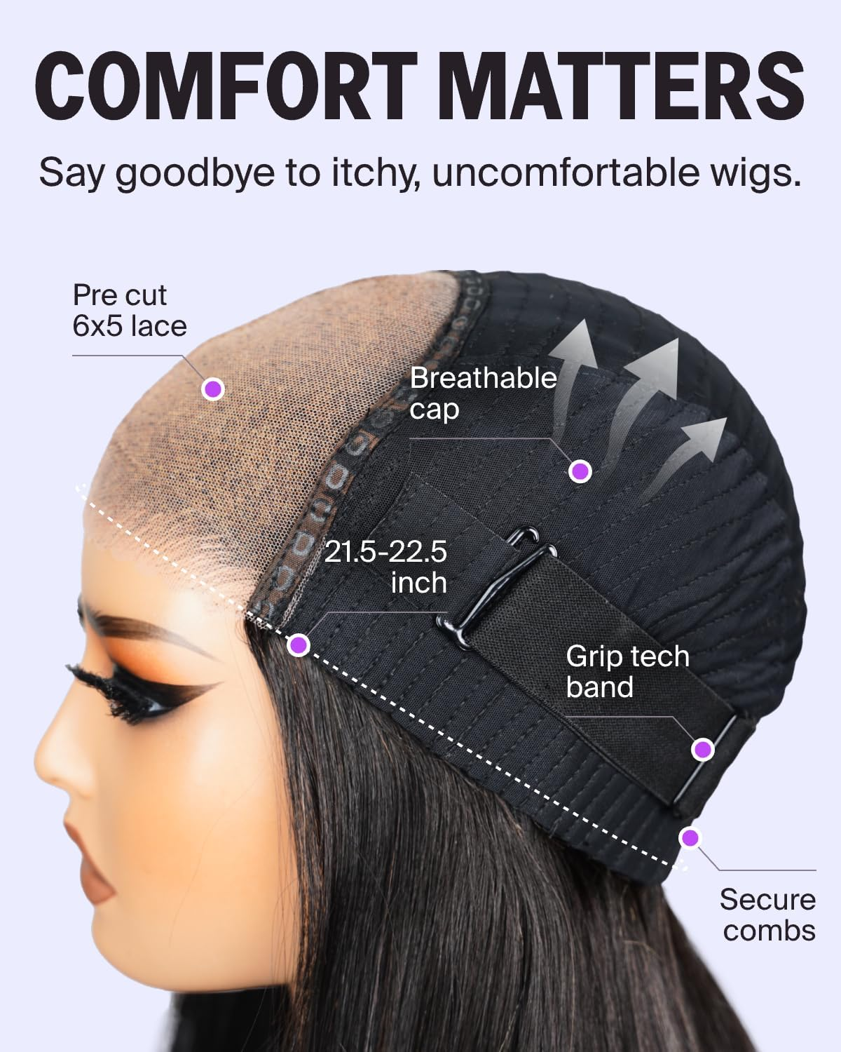 MEGALOOK 210% Density Glueless Wigs Human Hair HD Pre Cut 5X6 Lace Front Wigs Ready to Go Glueless Wig Body Wave Human Hair Wig Real Pre Plucked Bleached Tiny Knots 30 Inch image number 5