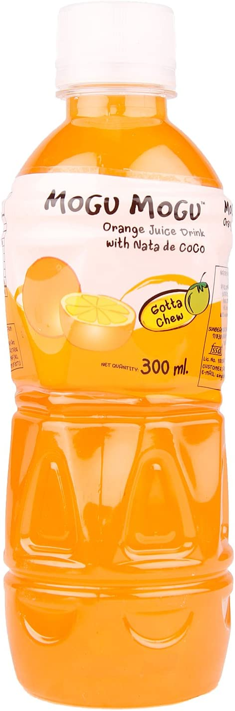 Mogu Mogu Orange Juice Drink with Nata De Coco | Refreshing Asian Drinks with Chewy Jelly | Fruity Sweet Mogu Mogu Drink | Popular Nata De Coco Drinks | Orange Flavour | 320Ml Bottle - 320 Ml (Pack Of 1)
