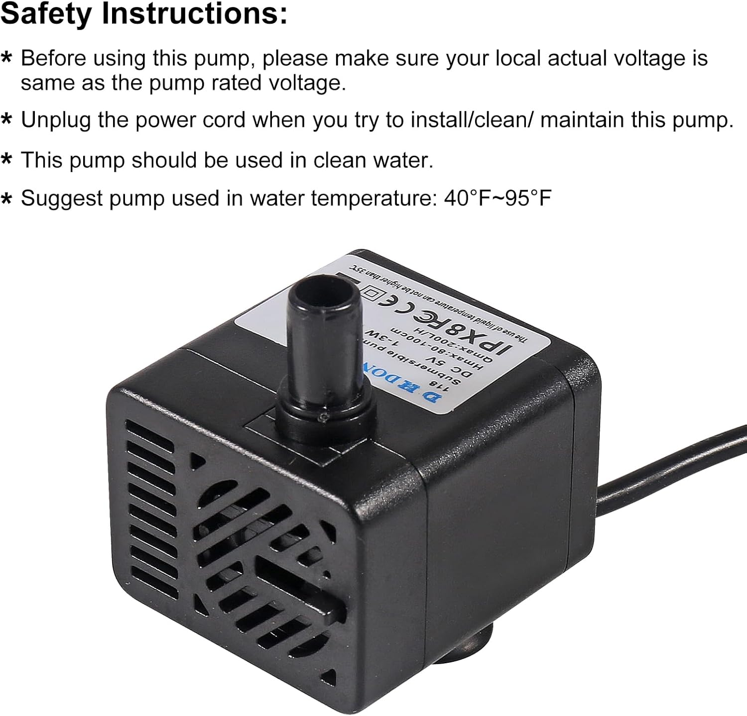 DIANN 2Pcs Mini Water Pump DC 5V Submersible Pump USB Small Fountain Pump 3W for Aquariums Fish Tank Aquarium Fountain Adjustable Flow image number 1