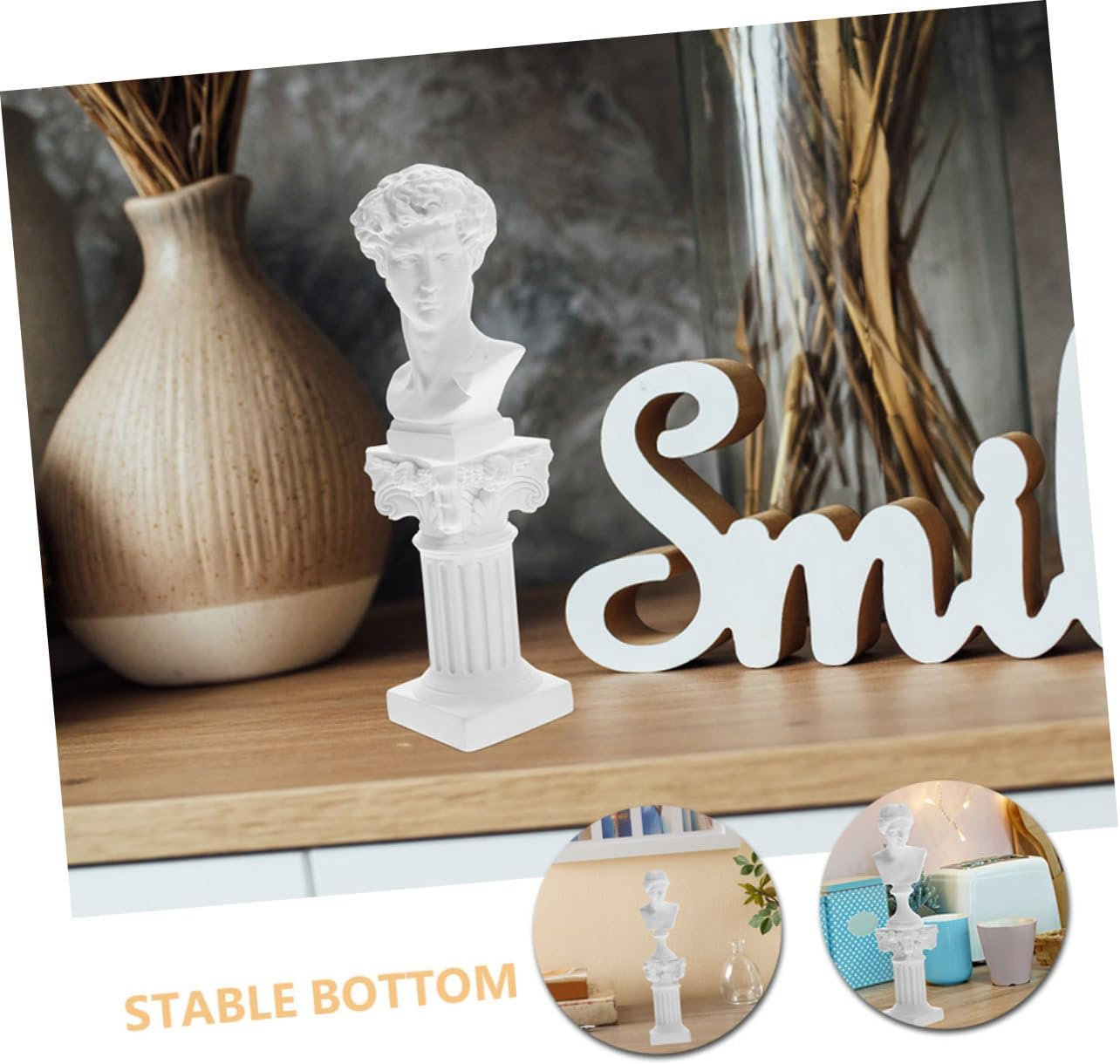 RORPOIR Mini David and Roman Column Resin Sculpture Set Chic Desktop Decoration for Home and Office Unique Collectible Figurines image number 4