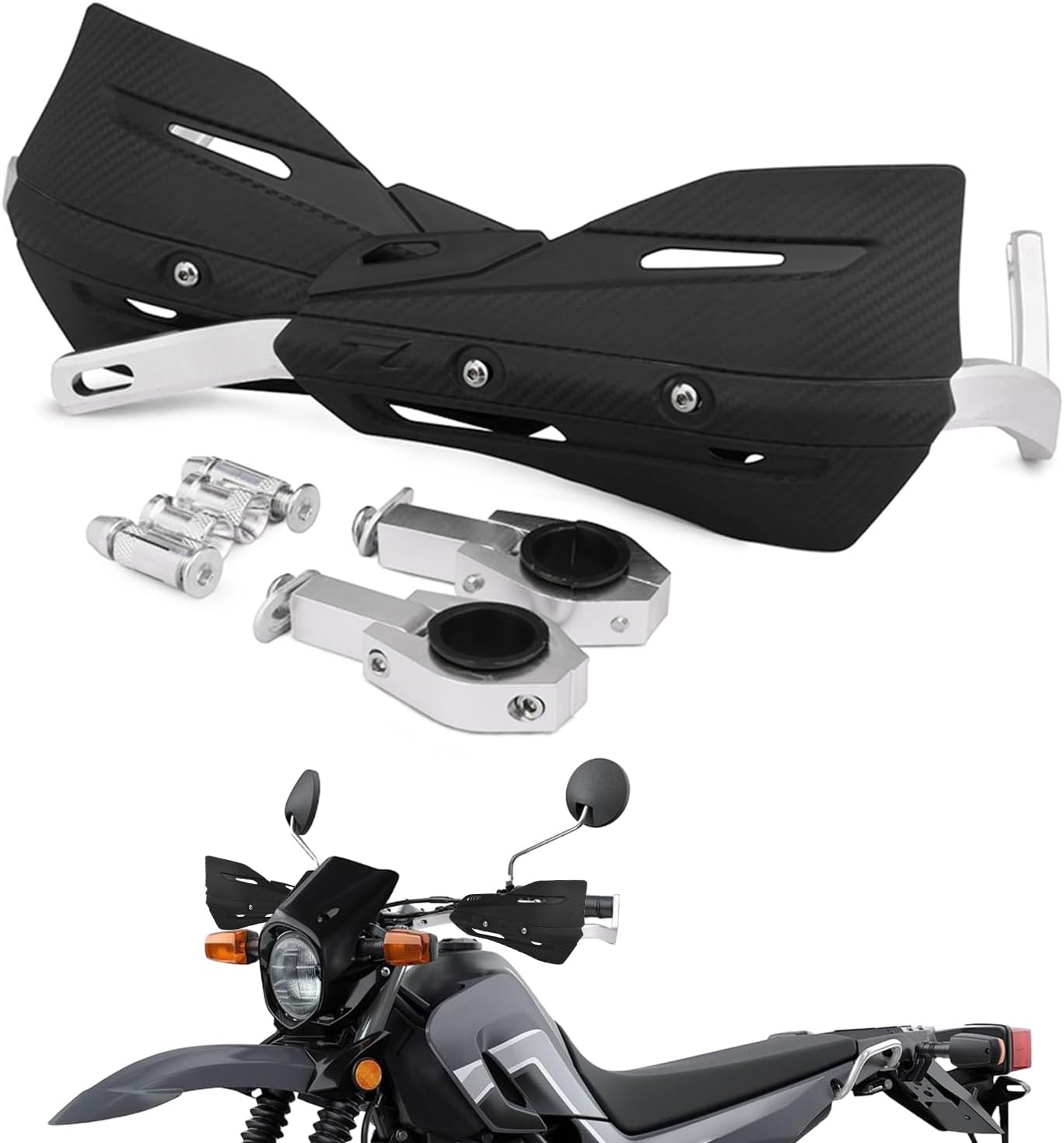 JFG RACING Dirt Bike Handguards,Motorcycle 7/8'' and 1 1/8'' Hand Guards Aluminum Universal for Dirt Pit Bike MX Motocross Supermoto Racing ATV Quad KAYO - White