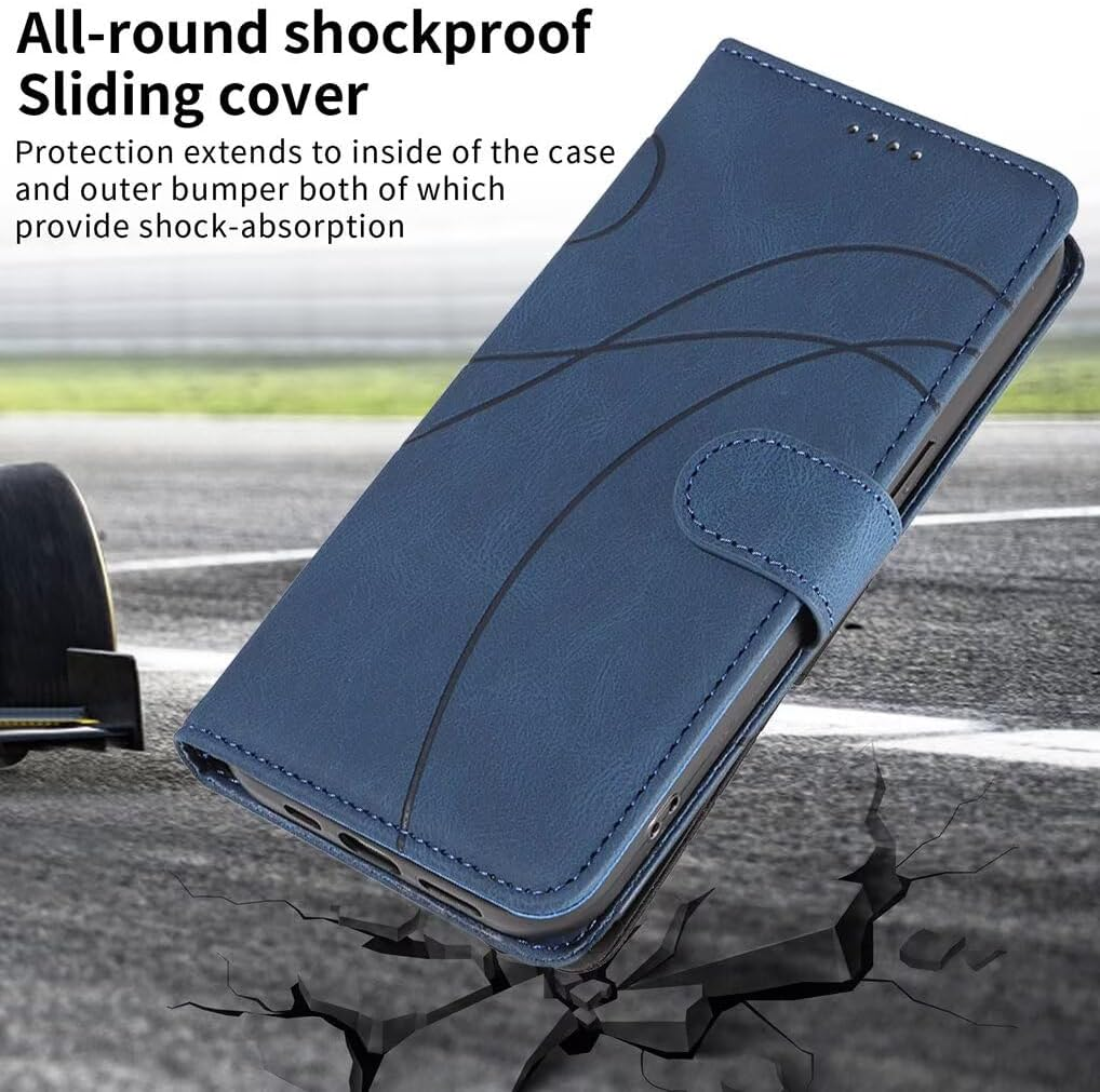 SEAHAI Leather Folio Case for Realme Note 70T, Premium PU Flip Wallet Protective Case, Shockproof Mobile Phone Case with Stand Function, Card Slot, RFID Protection, Magnetic - Blue - Blue image number 5