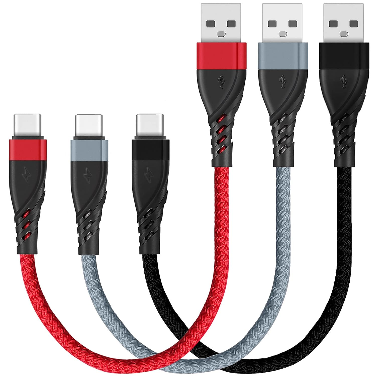USB C Cable Short [30CM 3 Pack], SUMPK USB Type C Charger Braided Fast Charging Cord Compatible with Samsung Galaxy A20 A51, S10+ S9 S8 Plus, LG G6, Macbook Air Ipad Pro, Pixel 2 XL and Power Bank image number 5