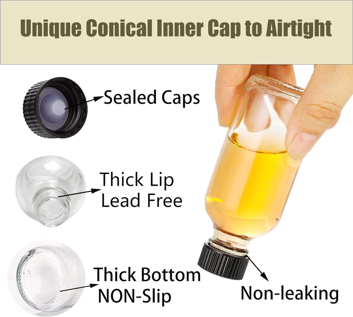 DIDITIME 6 Pack 2 Oz Juice Bottles with Lids & Stainless Steel Funnels, Wellness Ginger Shots Bottles, Mini Travel Bottles, 60Ml Small Jars with Lids for Potion, Ginger Shots, Oils, Juice image number 2