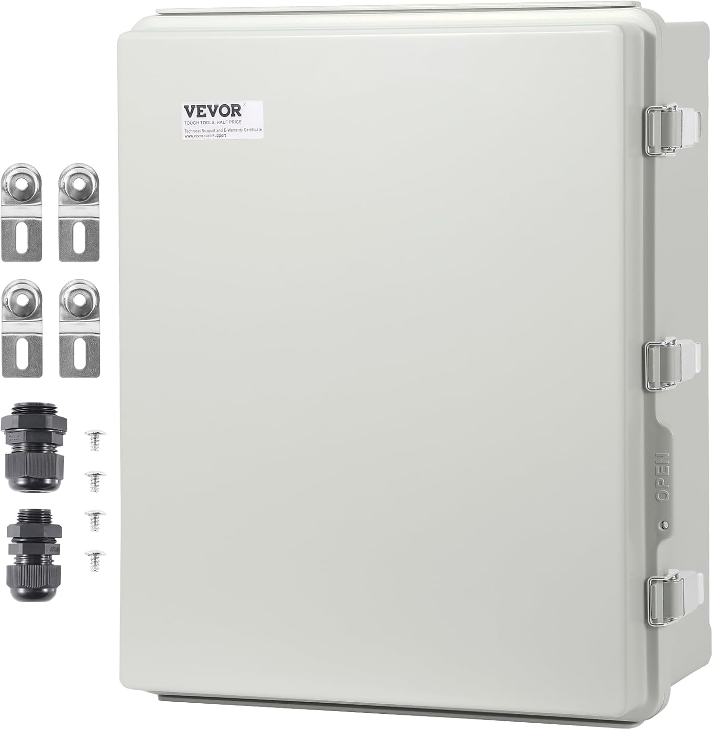 VEVOR Outdoor Junction Box, 350 X 250 X 150 Mm, ABS Plastic Enclosure with Hinged Cover Stainless Steel Latch, IP67 Dustproof Waterproof for Electrical Projects image number 6