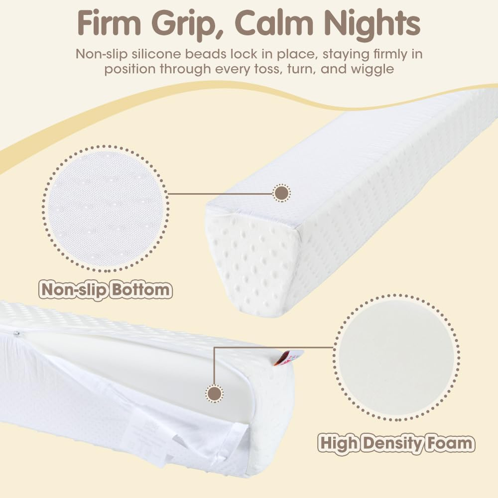 Playpals Bed Bumpers for Toddlers 2-Pack, Soft Memory Foam Toddler Bed Rail with Non-Slip Bottom, Machine Washable Cover, Safety Bed Guard Rail for Twin, Full, Queen, King Beds image number 5