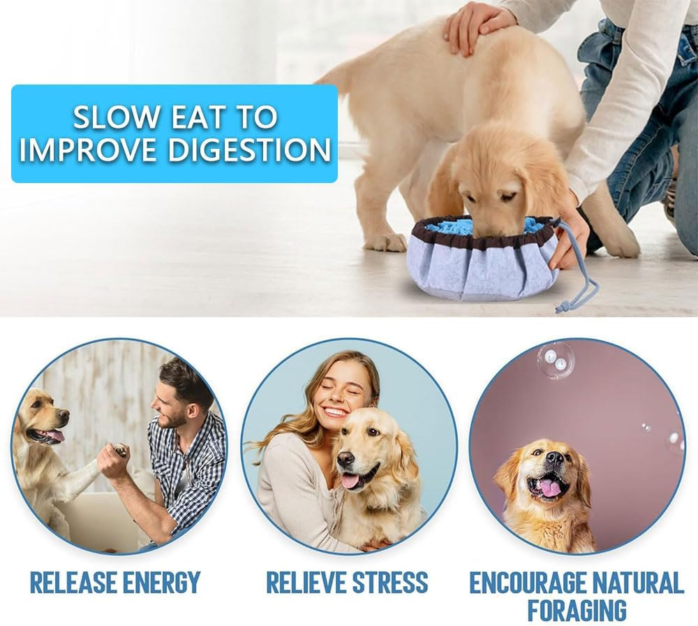 Dog Snuffle Mat Slow Feeder Bowl &ndash; Grassland Design for Boredom Relief, Encourages Natural Foraging, Treat Puzzle Toy for Indoor & Outdoor Use (Blue) image number 3