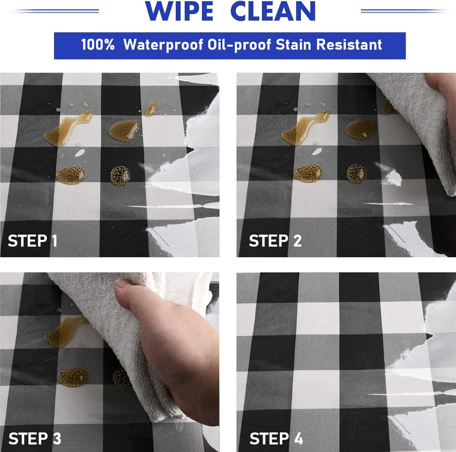 ROROUP Plastic Table Cover, 100% Waterproof Oilproof Stain Resistant Wipeable Rectangle Transparant Vinyl Table Cloth, Clear Tablecloth Protector for Indoor Outdoor Dining Table (140X300Cm) image number 5