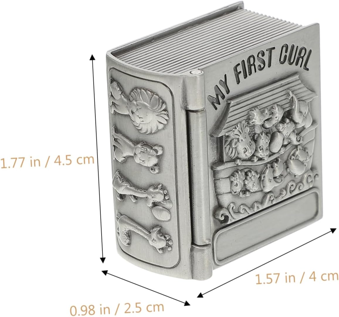 2 Pcs Baby First Tooth and Curl Keepsake Boxes Metal Storage Containers for Newborns Silver Retro Treasure Chest