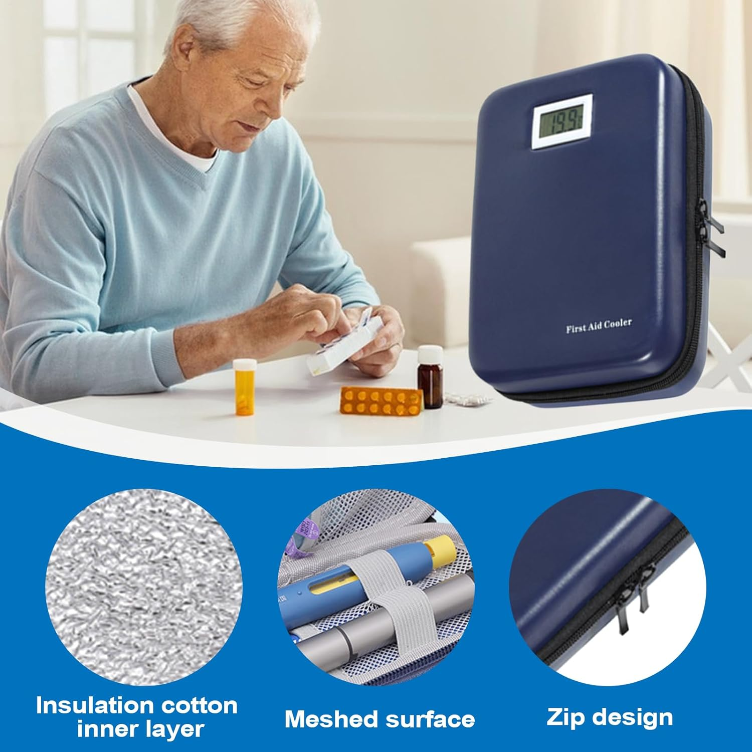 Cooler Bag,Insulated Freezer Bag for 9-12 Hours | Cooling Case Box with Storage Function for Cool Travel Hiking Camping Outdoor Flight Business Trip Car Home image number 3