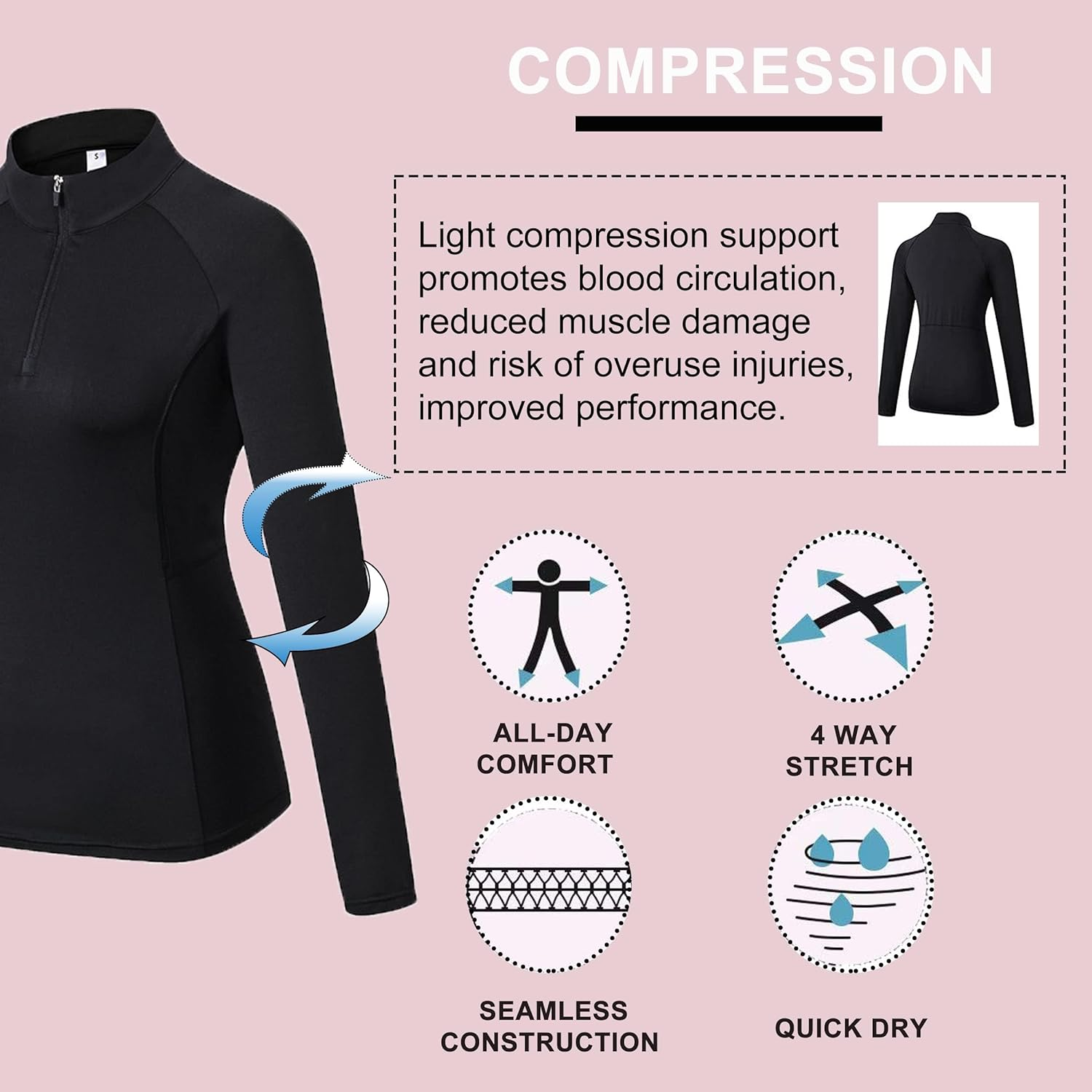 LANBAOSI Women'S Workout Long Sleeve Shirts Half Zip Pullover Slim Fit Athletic Yoga Tops Running Shirts with Thumbholes image number 5