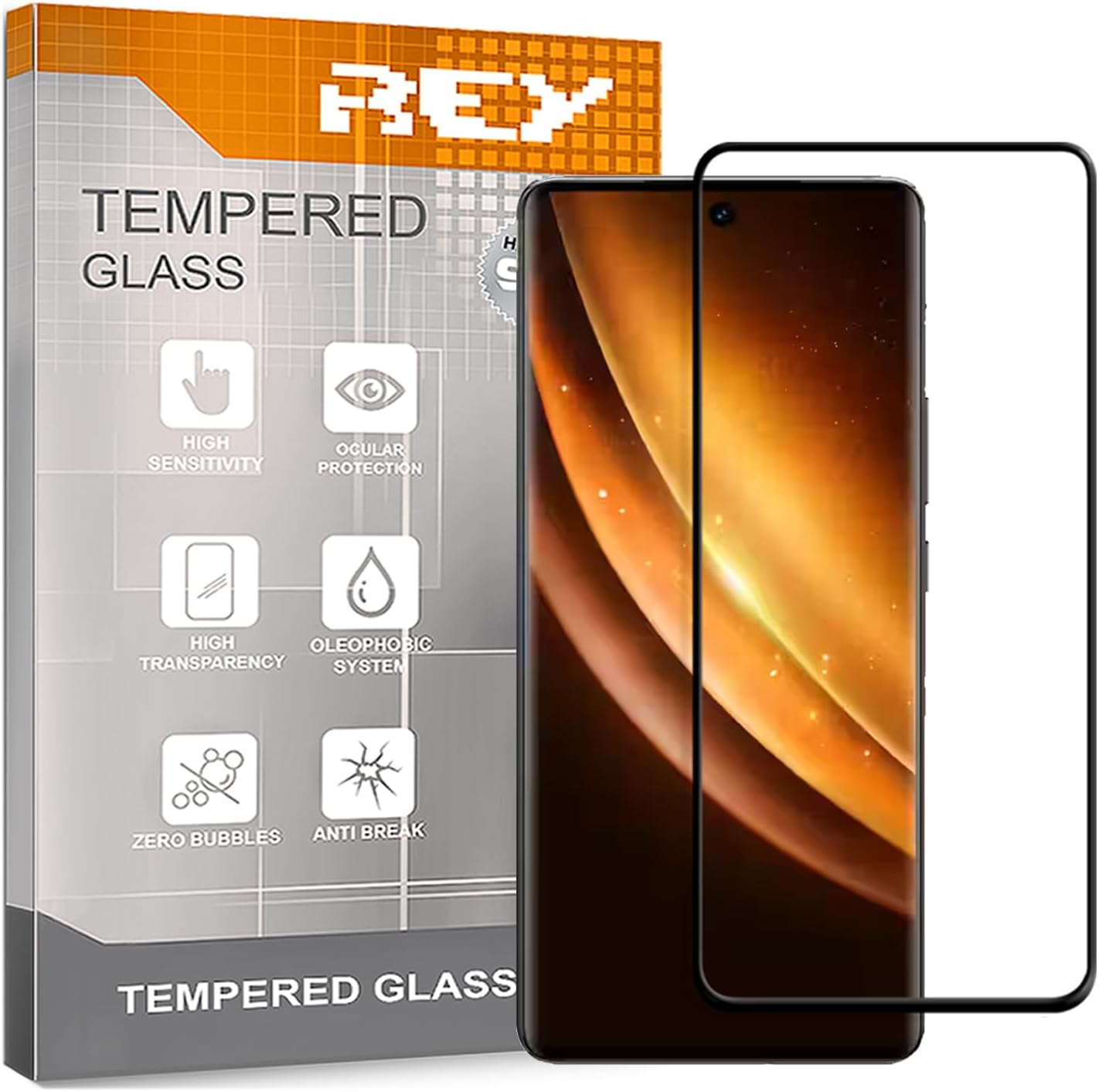 REY Pack of 2 3D Tempered Glass Screen Protectors for VIVO X200 Ultra, Black, Screen Protector 9H+ Hardness, Anti-Scratch Oil Bubbles, Full Protection, 3D, 4D, 5D image number 1