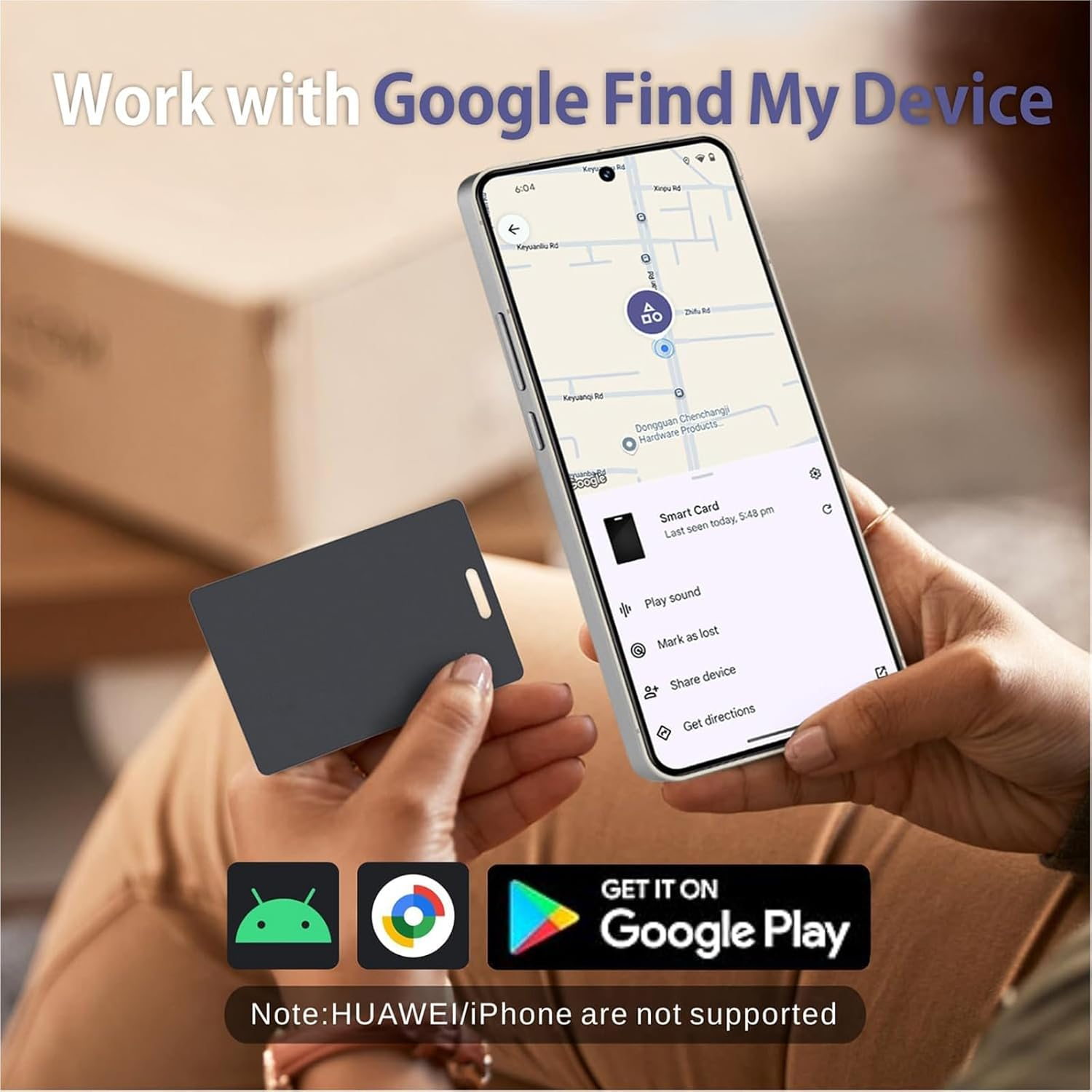 Wallet Finder for Android,Bluetooth Tracker Item Works with Google Find My Device(Find Hub)App,Ip68 Waterproof Google Certified Wallet Tracker Card,Wireless Rechargeable Tracking Tag,For Luggage,Tags