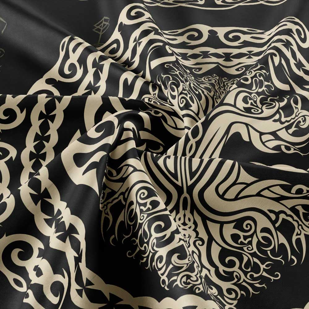 Hajmsug Vikings Tapestry,Black and White Tree Bird of Wisdom Celtic Rune Ancient Rune Totem Norse Mythology Medieval Viking Wall Art,Aesthetic Mythology Tapestry for Bedroom Living Room,60X40 Inch. image number 3