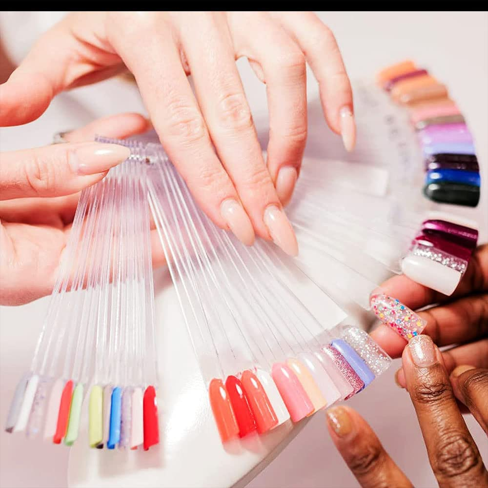 50Pcs Nail Swatch Sticks with Ring,Fan-Shaped Nail Art Polish Practice Display Nail Sample Sticks (B) image number 1