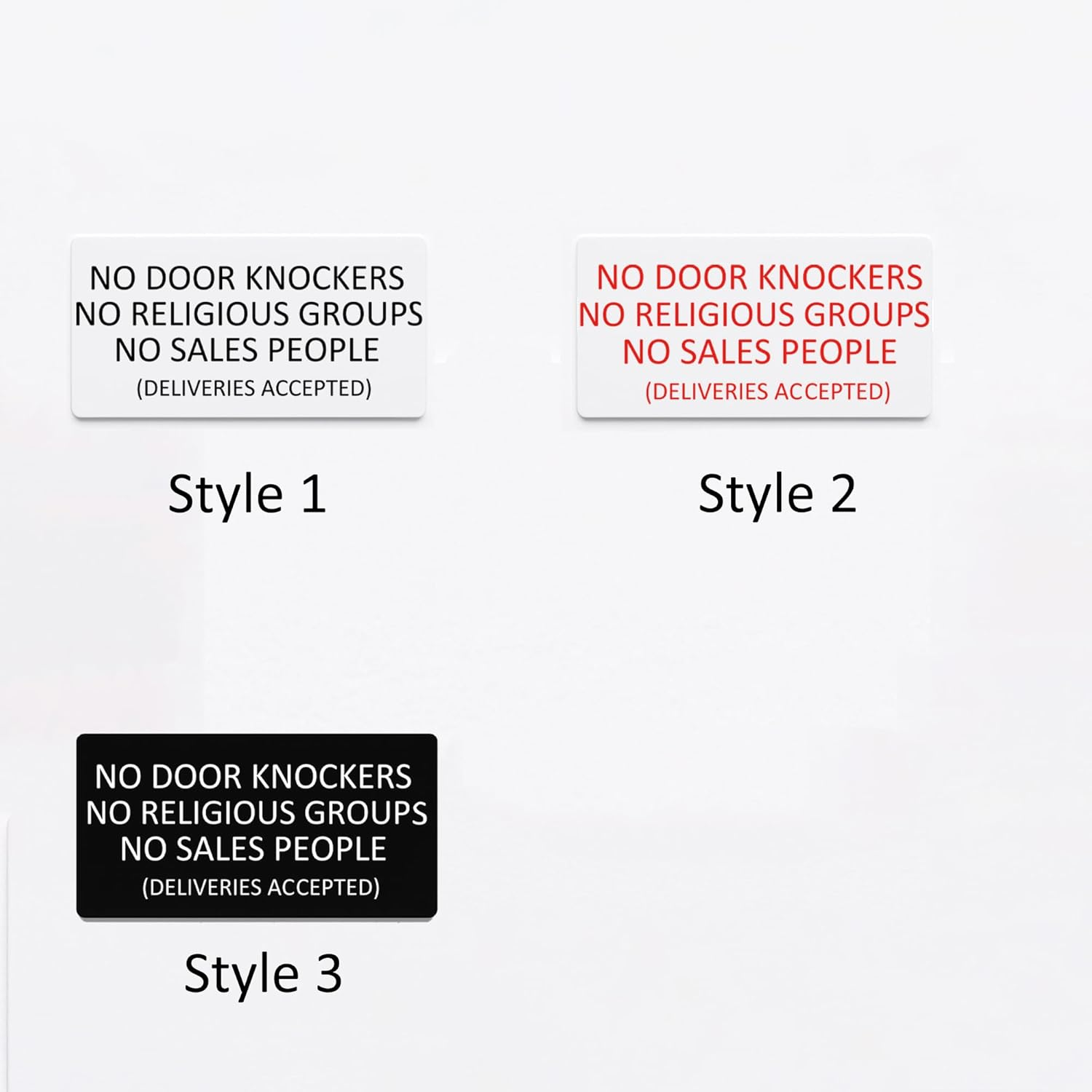 No Door Knockers Sign,No Religious Groups, No Sales People Sign Plaque (Style (White Text）, with Self-Adhesive at Back) image number 4