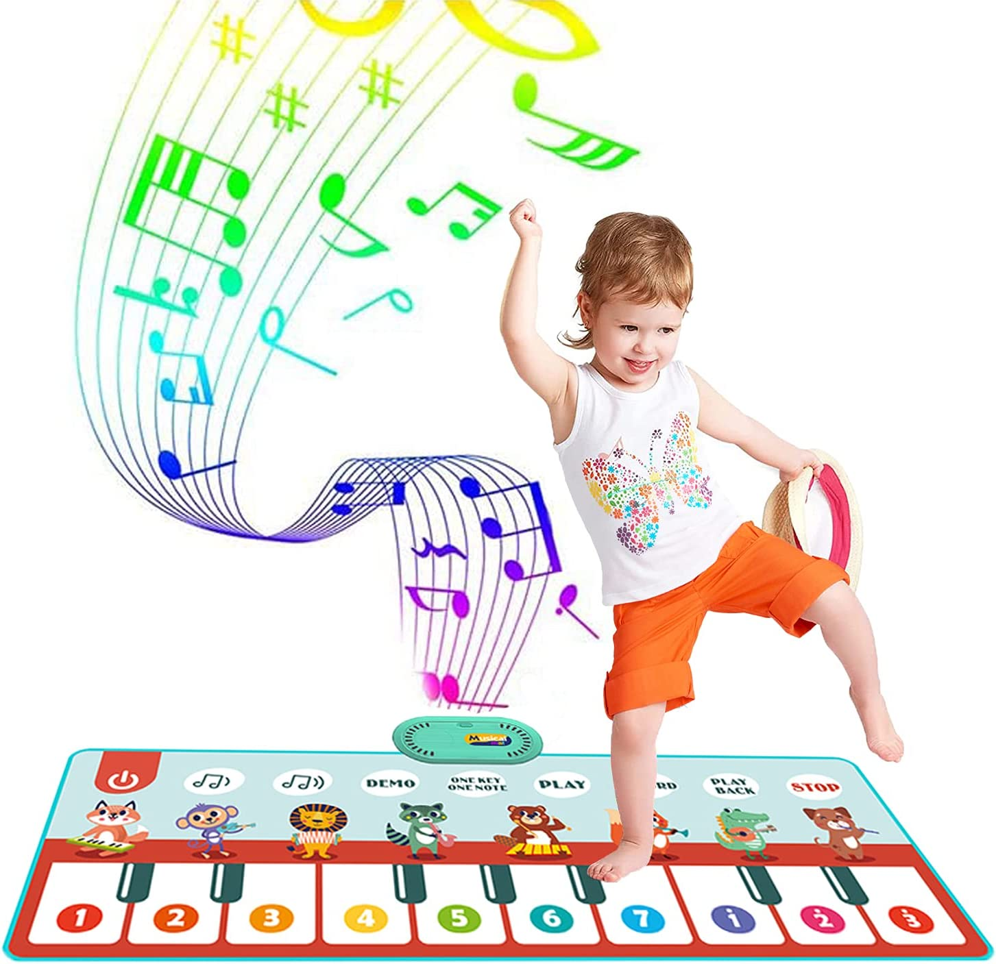Kids Musical Piano Mats, Musical Toys Baby Floor Piano Keyboard Big Mat Carpet Blanket Touch Playmat Early Education Toys for 1 2 3 4 5 6+ Year Girls Boys Toddlers (110 X 38Cm) image number 3
