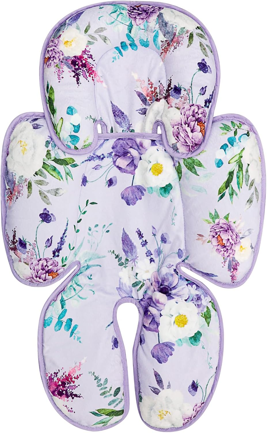 CARUILI Infant Super Soft Infant Cushion Insert Pillow 2 in 1 Body Support for Newborn Girl Baby Cushion for Stroller, Bouncer, Purple Floral