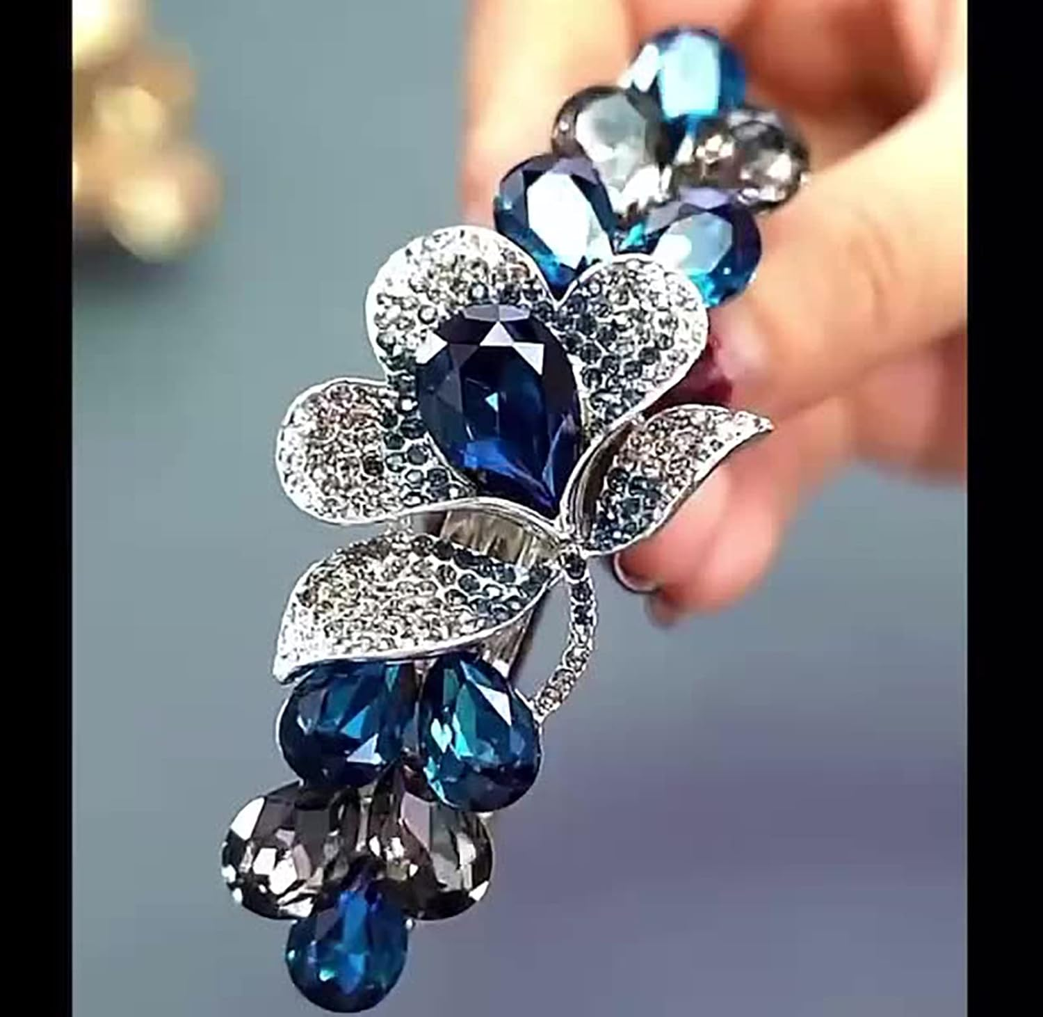 Violet Flower Woman Hair Clips, Hair Accessories, Decorative Hair Clips Girls Women,Blue image number 4