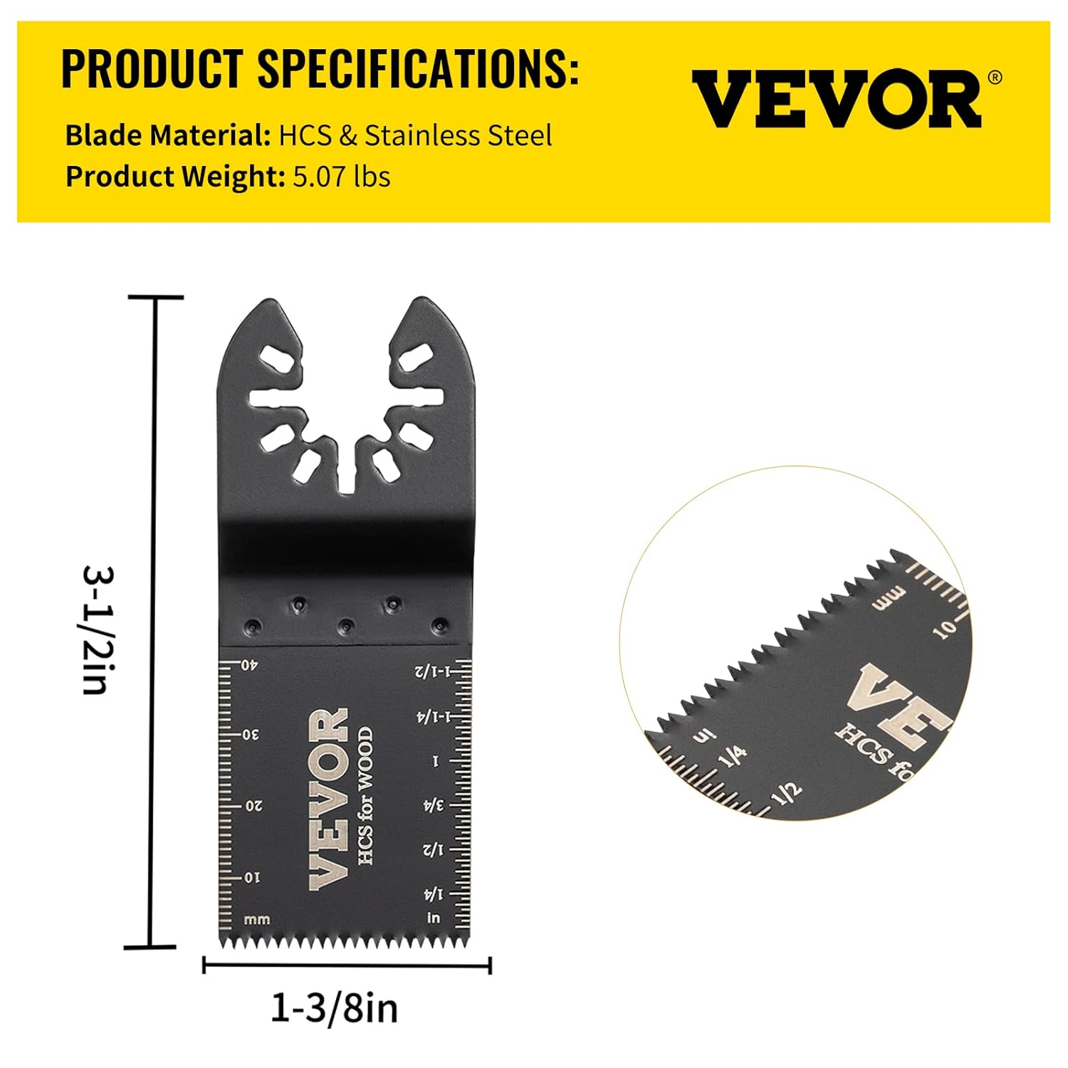 VEVOR 100PCS Oscillating Saw Blades, Quick Release Multitool Blades Kit, HCS Tool Blades for Wood Plastic, Compatible with Dewalt Dremel Fein Worx Bosch Makita Milwaukee image number 4