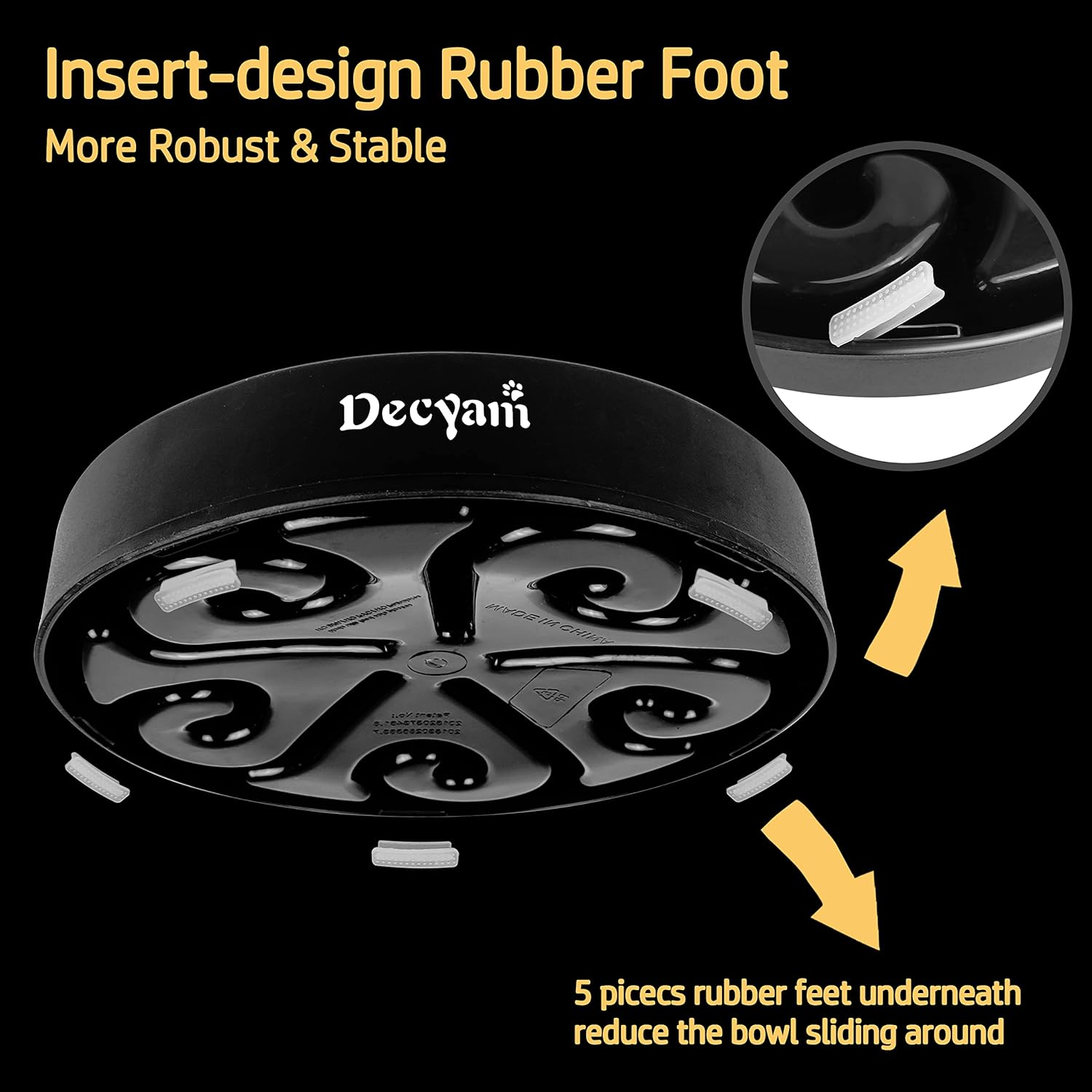 Decyam Slow Feeder Dog Bowl Slow Eating Dog Bowl Pet Puppy Fun Puzzle Feeder Non Skid Bloat Stop Feeding Bowl (Small/Medium, Black) image number 1