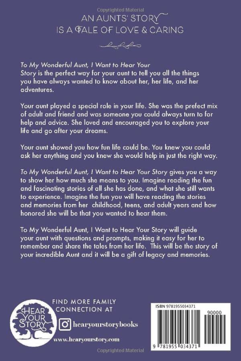 To My Wonderful Aunt, I Want to Hear Your Story: a Guided Journal to Share Her Life & Her Love (Violet Cover) image number 1