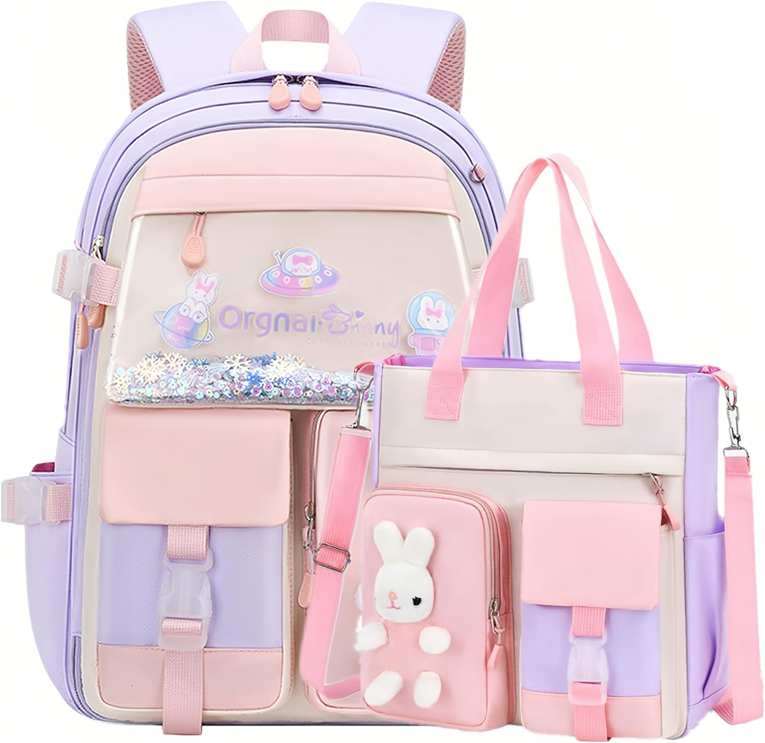2Pcs Kawaii Girls Backpacks Capacity Elementary School Bags Bookbags