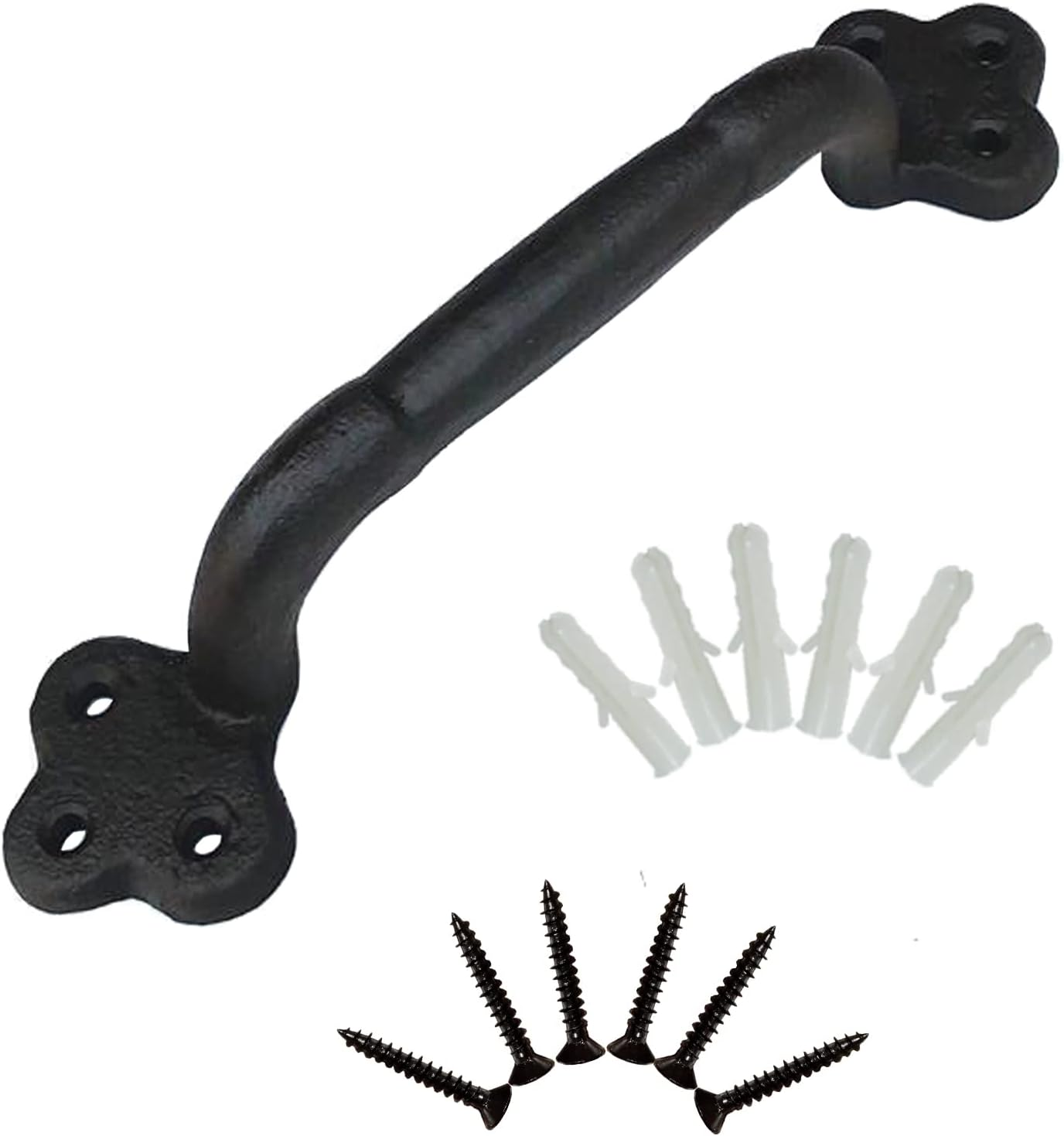 YMAISS Rustic Gate Handle,8.66In Cast Iron Sliding Barn Door Handle,Black Vintage Metal Gate Pull Handle, Fence Handle Antique Long Cabinet Handles,Farmhouse Decor Metal Grab Bar,Sliding Door Pull image number 4