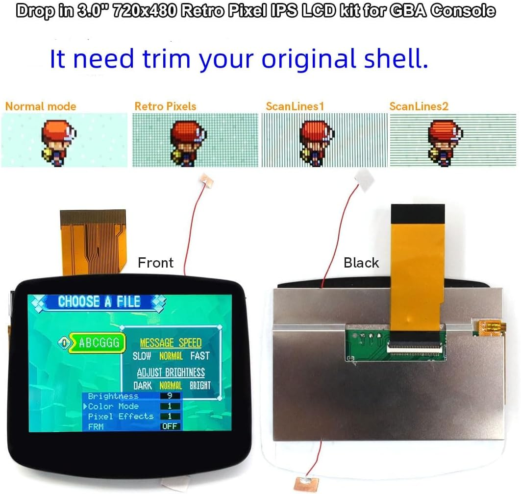HISPEEDIDO V5 Screen Backlight Backlit LCD Replacement Mod Kits, Touch Control High Brightness IPS for GBA Game Boy Advance NO NEED CUT Shell Case Easy Installation image number 2