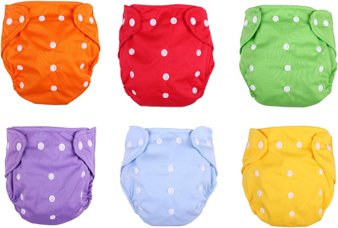 6PCS Pack for Happy Babies Adjustable Washable Reusable Baby Cloth Diapers, Soft Breathable Infant Diapers with TPU Film image number 2