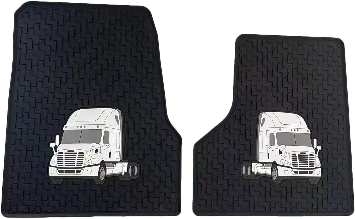 TUSPUR Floor Mat for Freightliner Cascadia 2008-2016 Set Rubber Black Updated Non-Slip for Cascadia Floor Mat Semi Truck Accessories All-Weather Right Passenger/Left Driver Side (White) image number 3