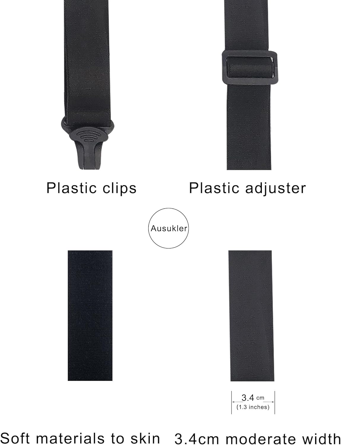 Ausukler Suspenders for Men Heavy Duty with Plastic Clips, Invisible or Hidden under Shirt Clothing image number 5