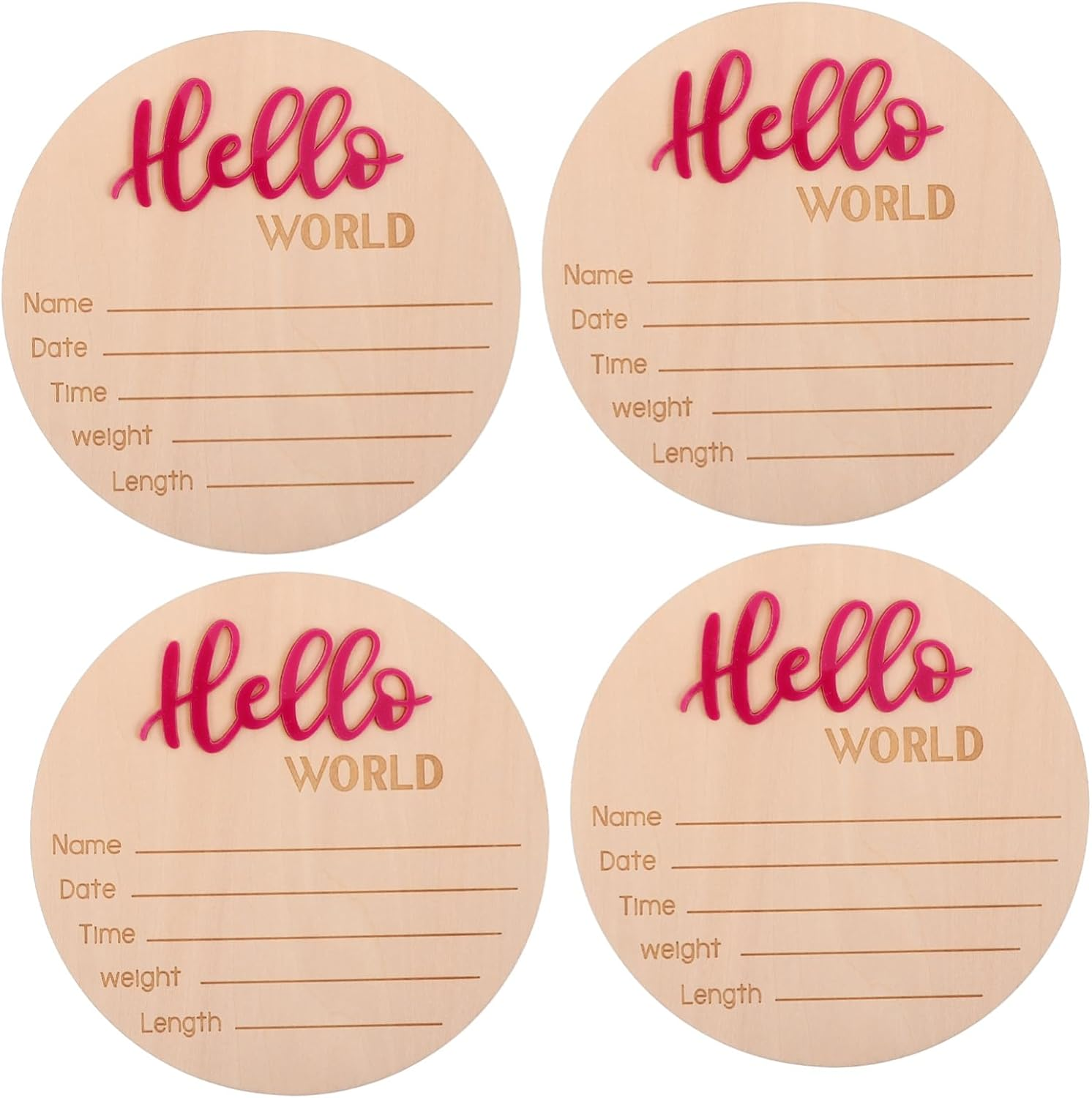 Abaodam 4Pcs Newborn Birth Sign Arrival Announcement Card for Boy Girl Nursery Decor