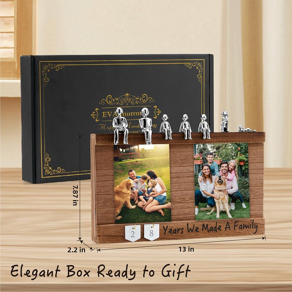 Personalized Romantic Wedding and Anniversary Keepsake Box with Family Statue - Wooden Memory Picture Box for Cherished Keepsakes and Ticket Storage - Elegant Couple Gift image number 6