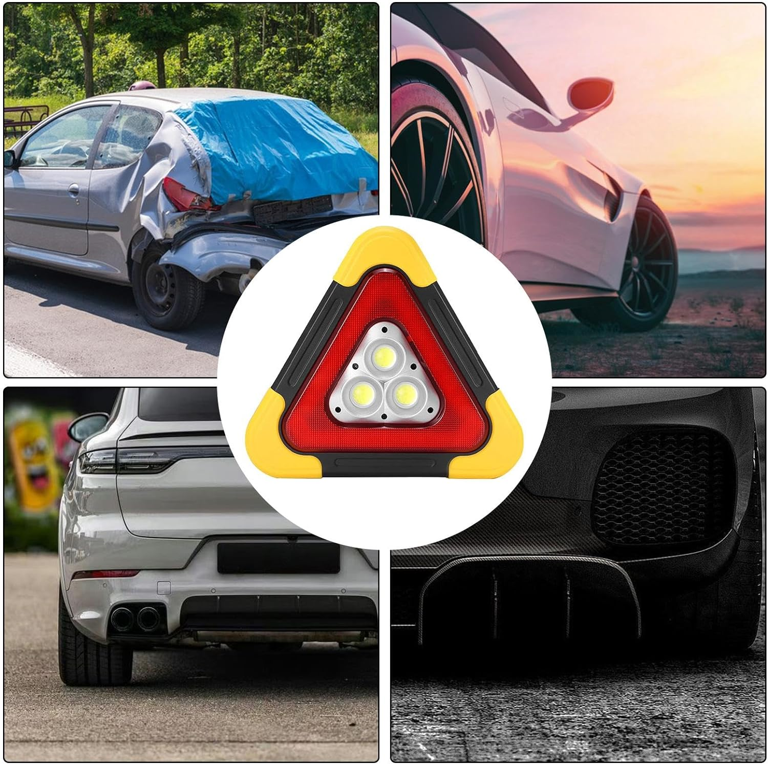 Triangular LED Lights for Car, Roadside Triangular Warning Light | Truck Triangles for Vehicle Breakdowns | Triangle Warning Light image number 4