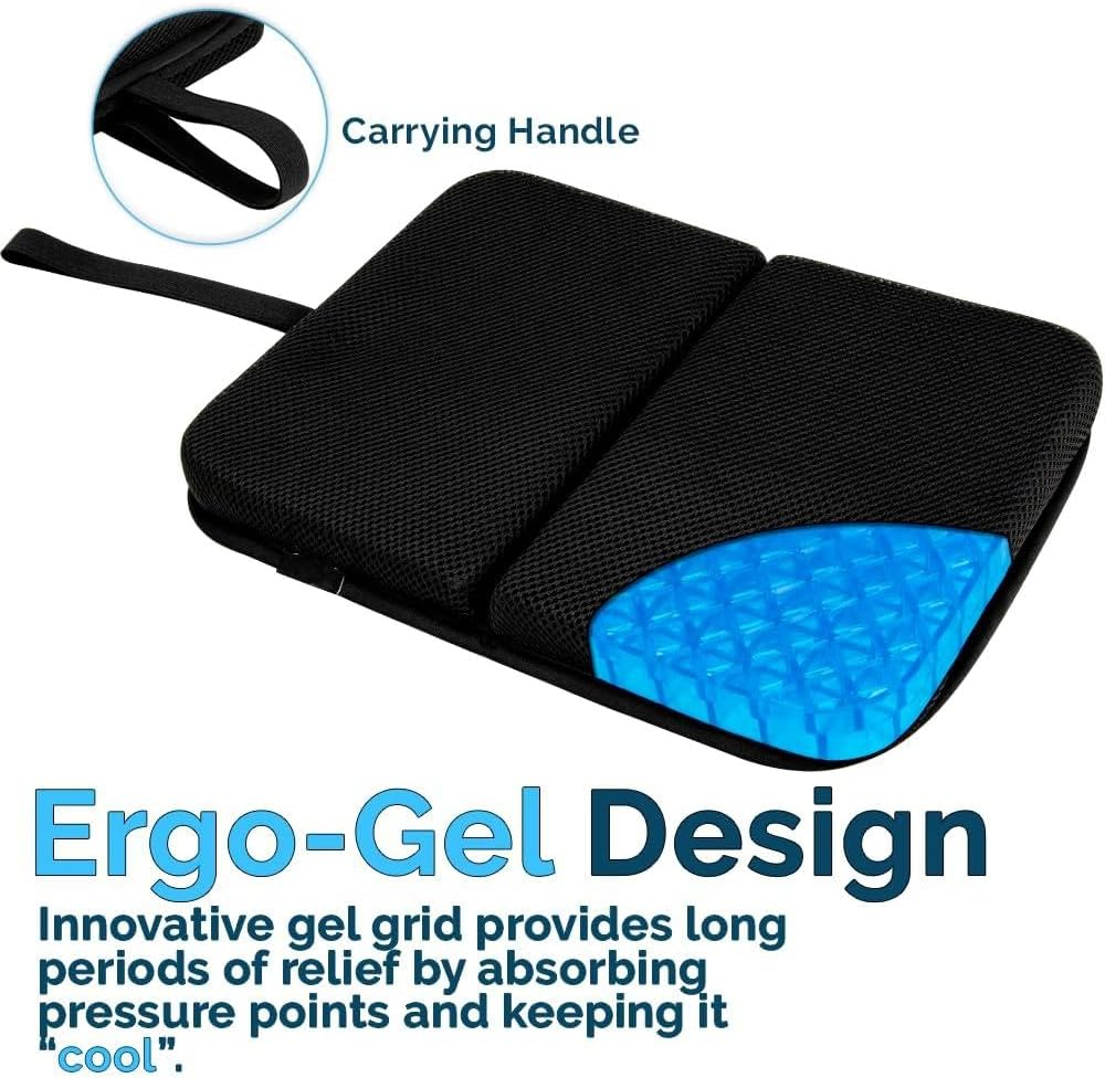 Ergo-Gel Travel Seat Cushion &ndash; Portable Airplane Seat Cushion &ndash; Gel Grid Design for Ultimate Seating Comfort &ndash; Foldable Cushions for Airplane Seats, Camping, Bleachers, Flights, Commute 1Pack image number 6